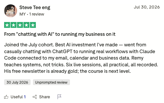 Steve Tee eng five-star Trustpilot review: From chatting with AI to running my business on it